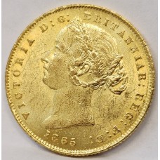 AUSTRALIA 1865 . ONE 1 SOVEREIGN . SYDNEY . GOLD